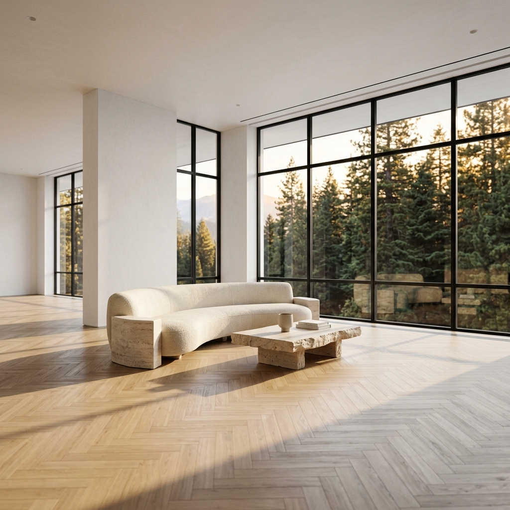 Intérieur lumineux et minimaliste réalisé par Atelier Garonne